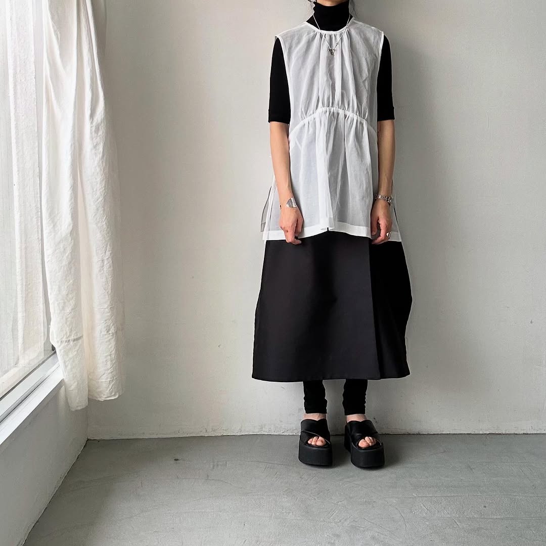 TENNE HANDCRAFTED MODERN コットンオーガンジー2wayショートドレス ホワイト