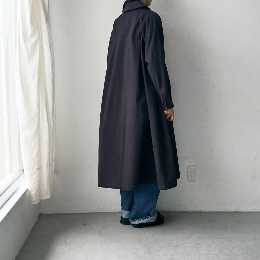 atelier d'antan Girardコットンコートワンピース ダークグレー