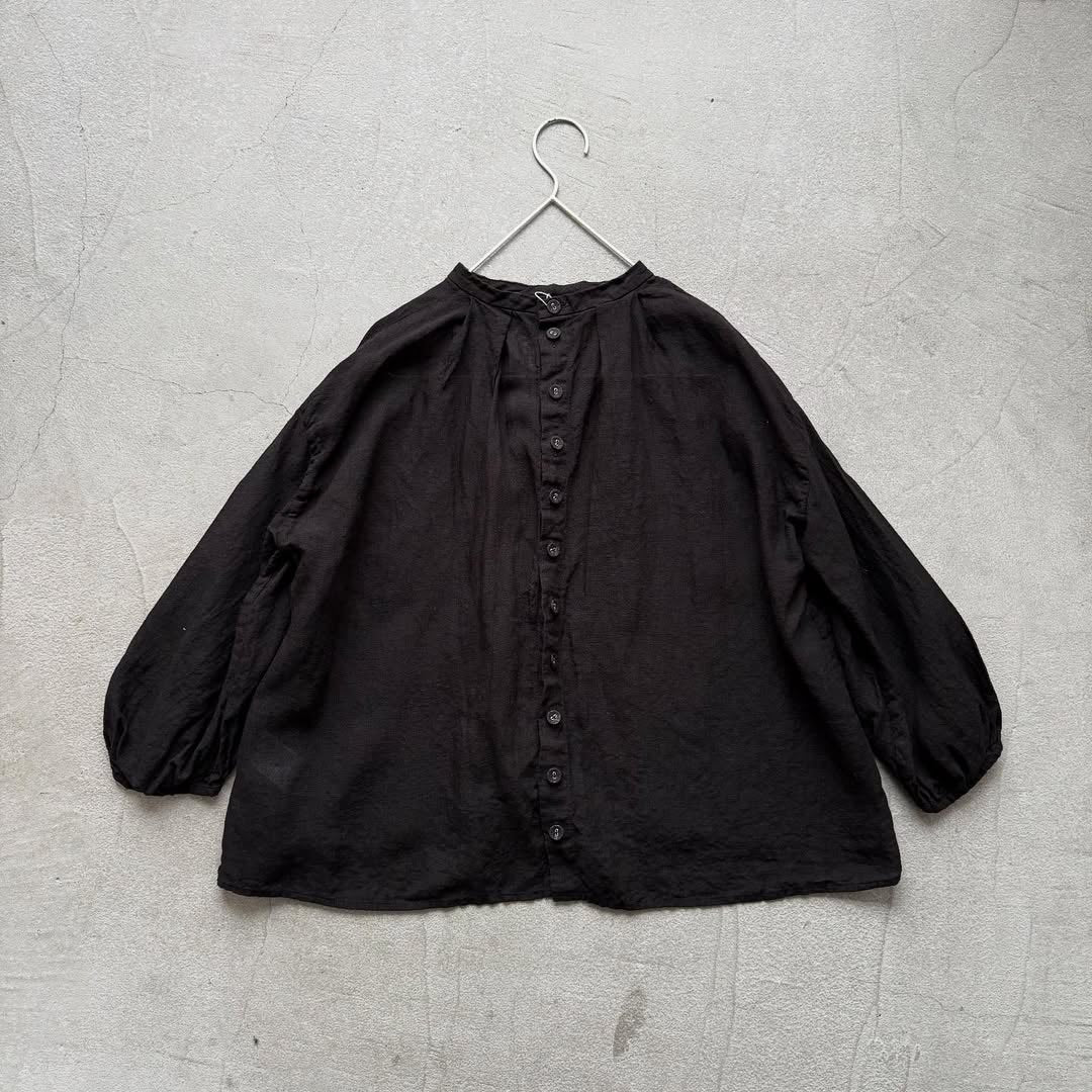 R&D.M.Co リネンヘンプスモックブラウス ブラック