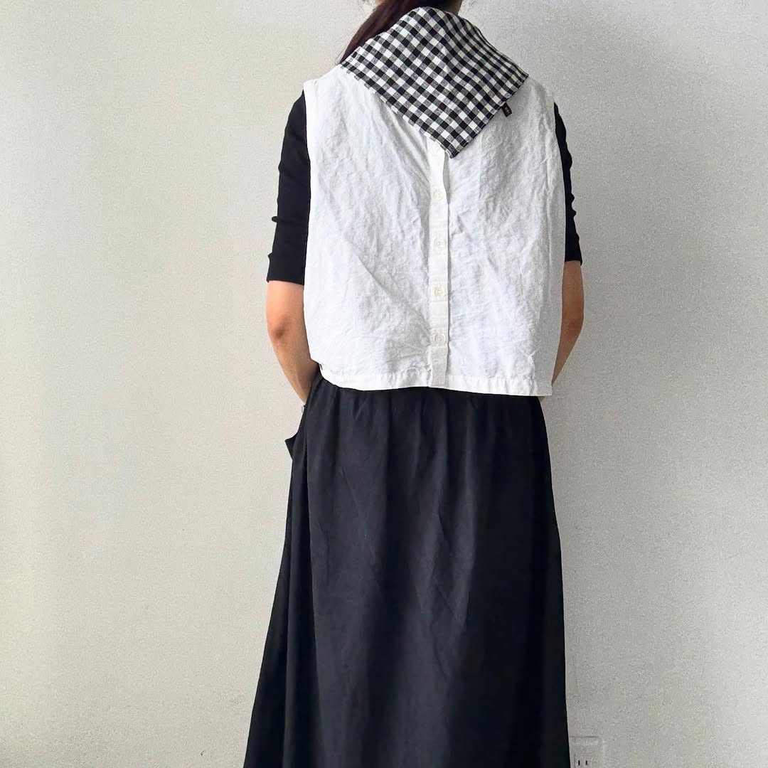 R&D.M.Co ギンガムチェックリネントライアングルスカーフ