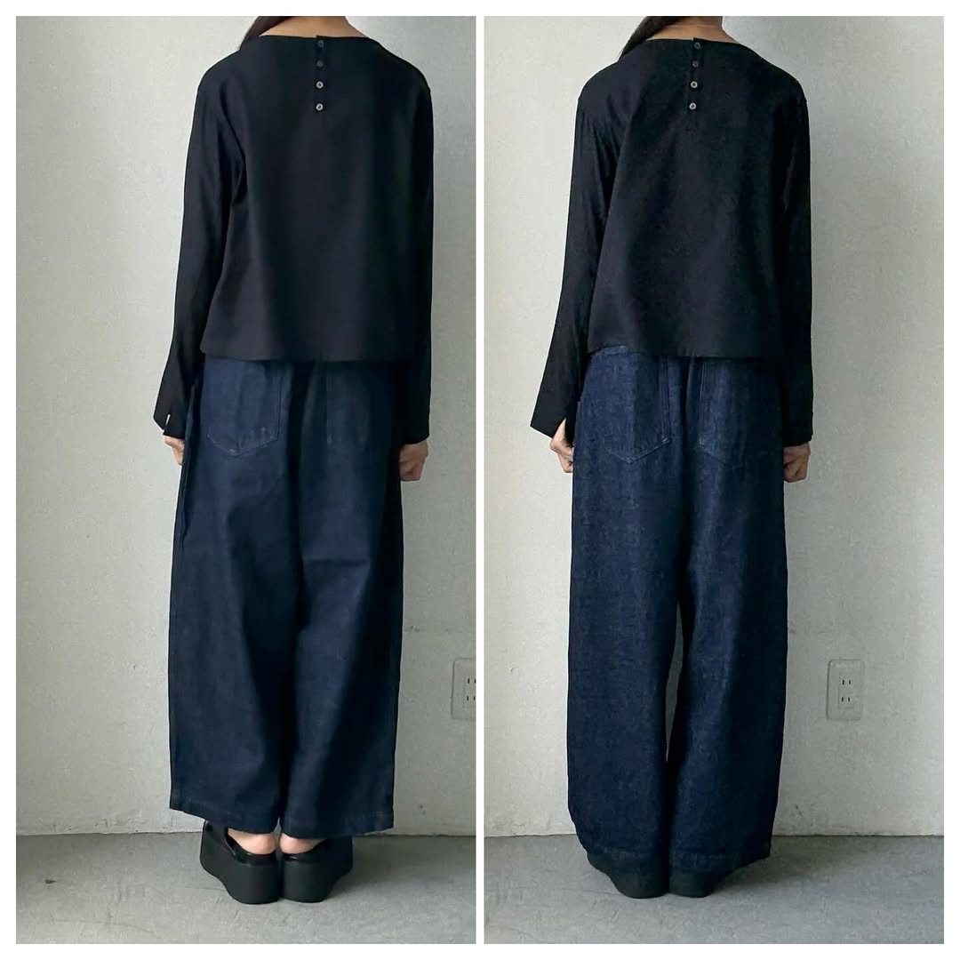 atelier naruse コットンデニムタックパンツ インディゴ