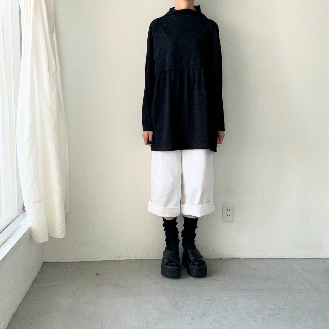 homspun 天竺ハイネックギャザープルオーバー