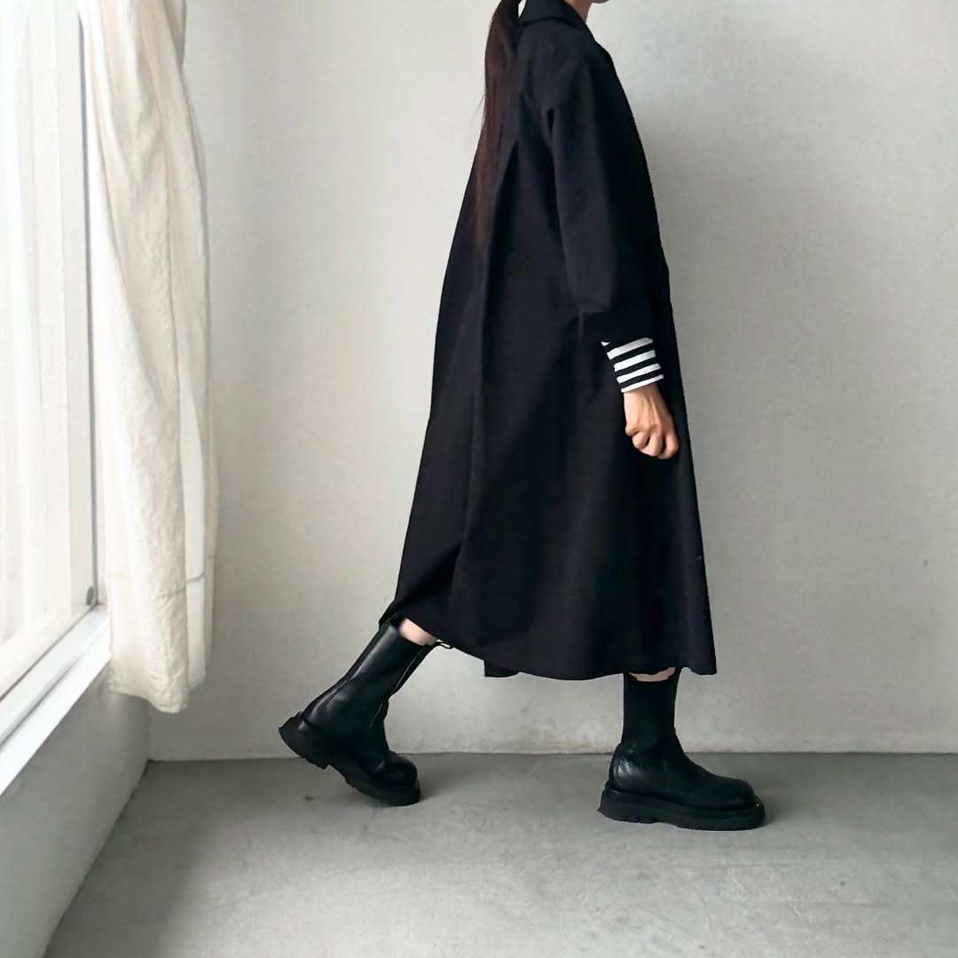 atelier d'antan Girardコットンコートワンピース ブラック