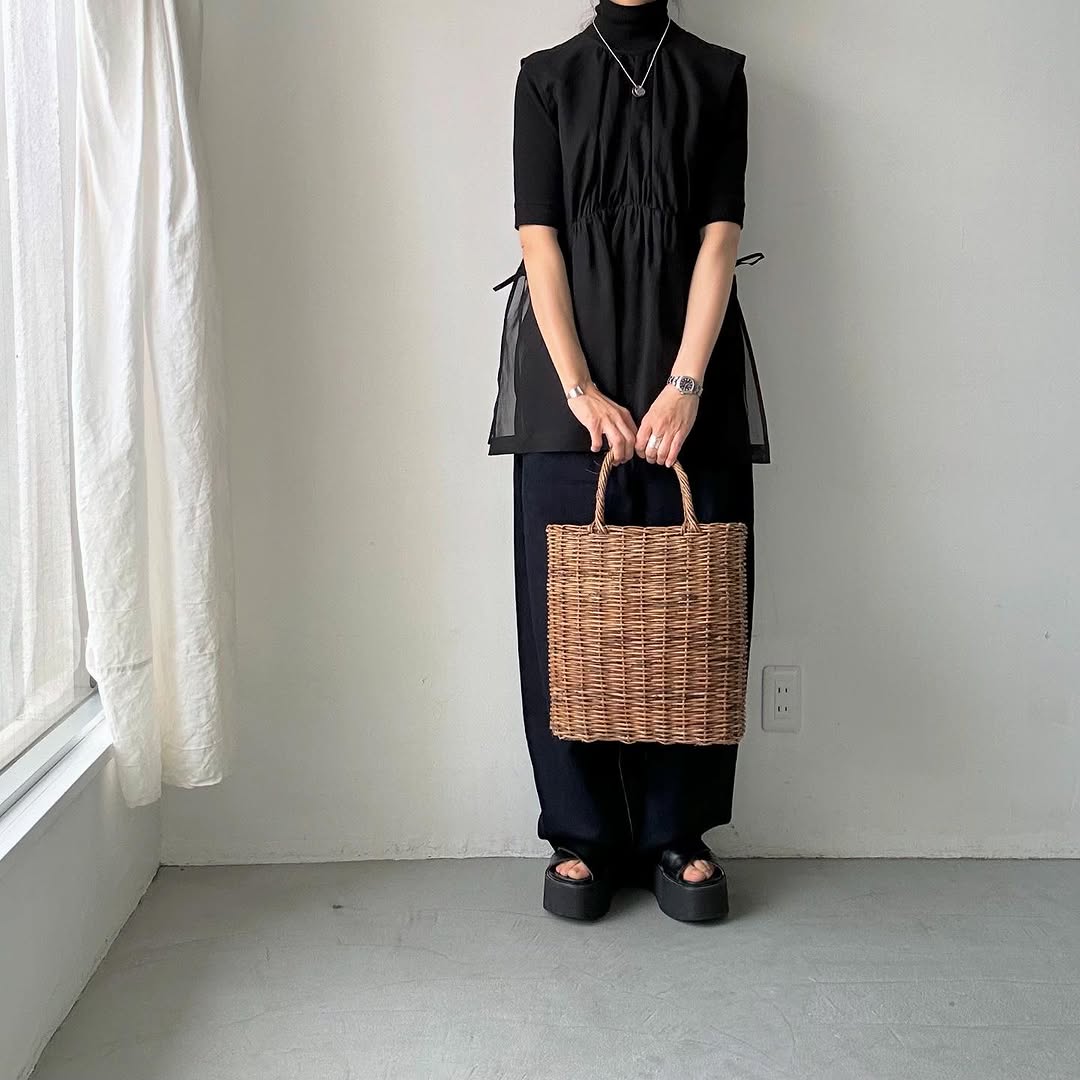 TENNE HANDCRAFTED MODERN コットンオーガンジー2wayショートドレス ブラック