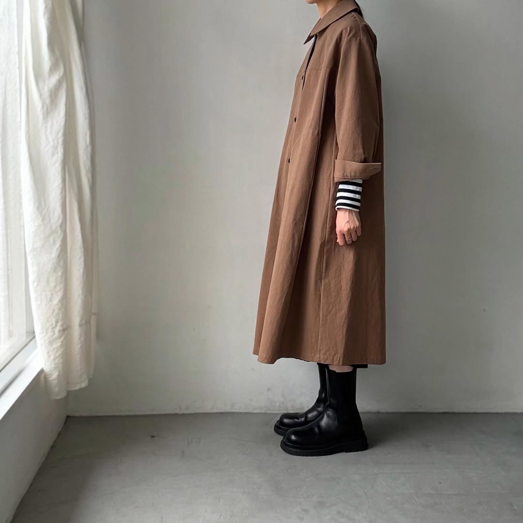 atelier d'antan Girardコットンコートワンピース カーキ