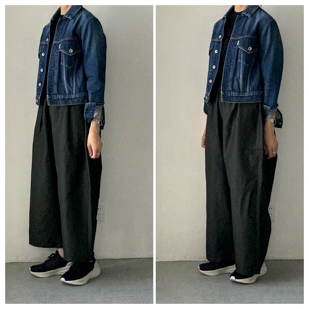 homspun ウールリネンギャザーワイドパンツ ダークグリーン