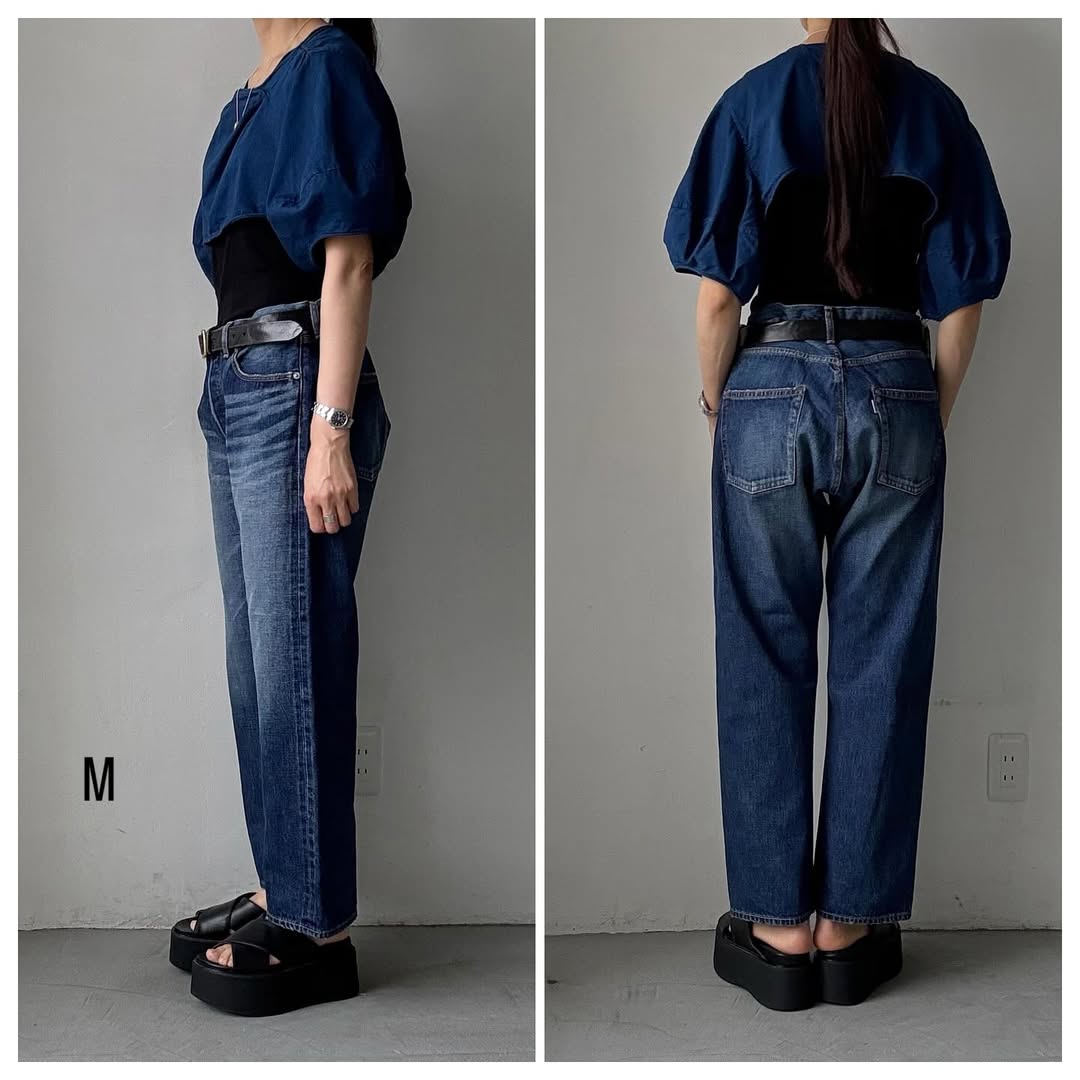 R&D.M.Co ストレートデニムパンツ(ヴィンテージライク) インディゴ