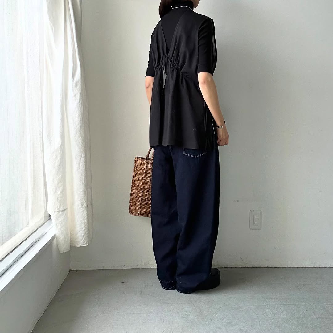 TENNE HANDCRAFTED MODERN コットンオーガンジー2wayショートドレス ブラック