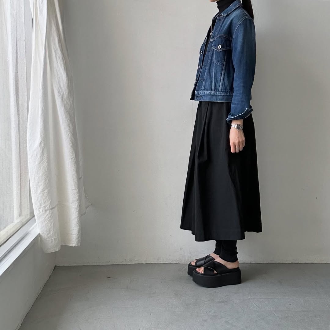 Linenya コットンタックスカート ブラック