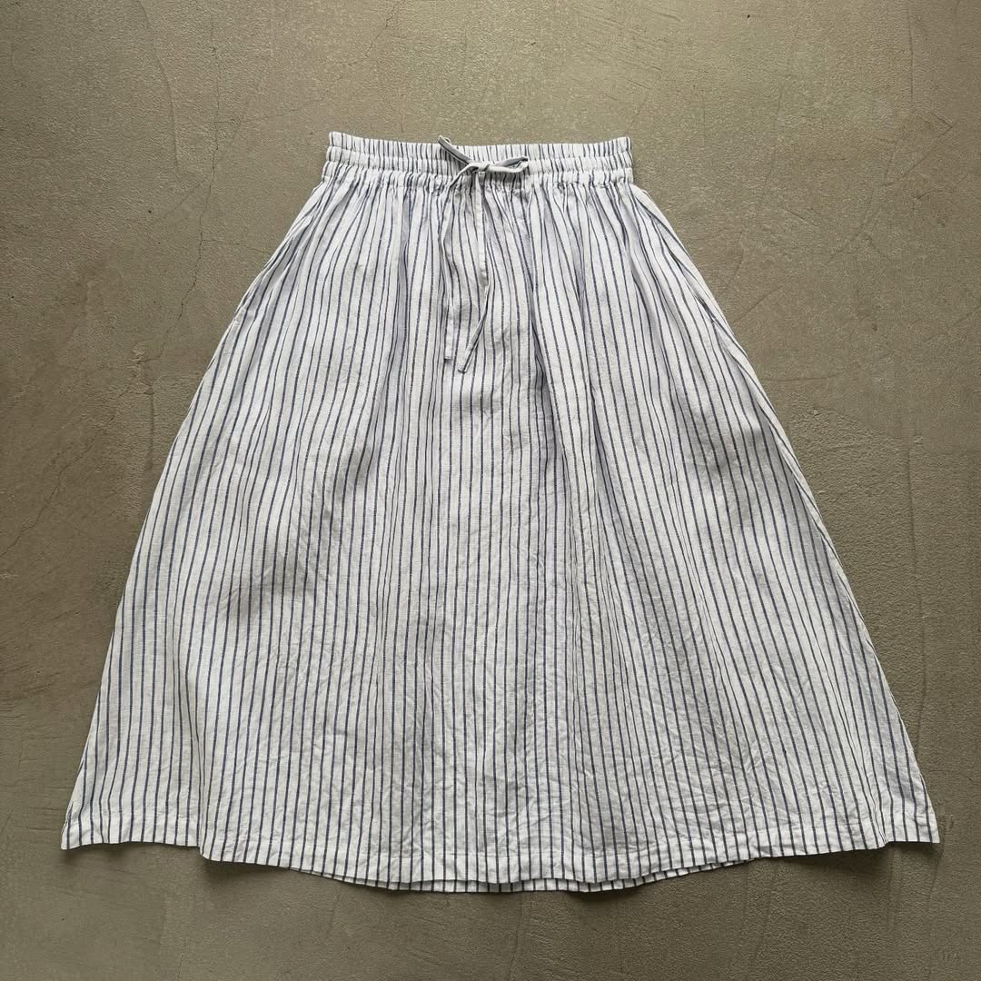 atelier naruse ストライプリネンギャザースカート