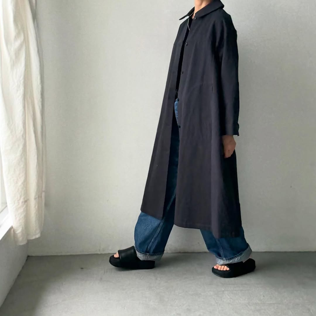 atelier d'antan Girardコットンコートワンピース ダークグレー