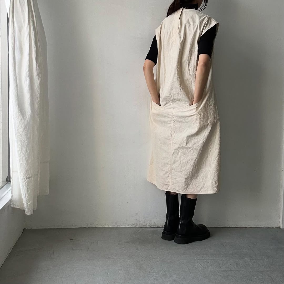 R&D.M.Co ハイカウントコットンパンチドバッグドレス