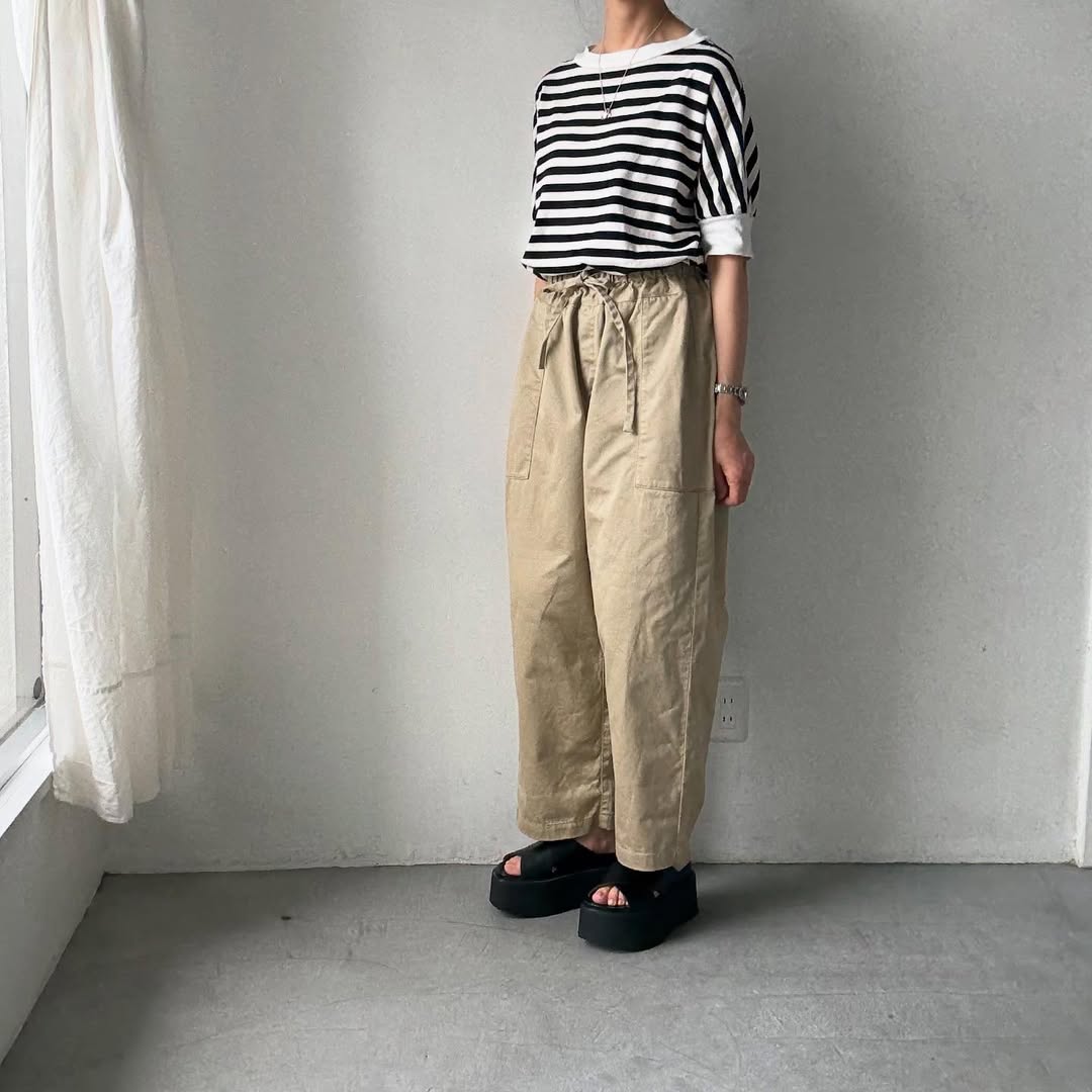 homspun 高密度ウエポンギャザーパンツ ベージュ