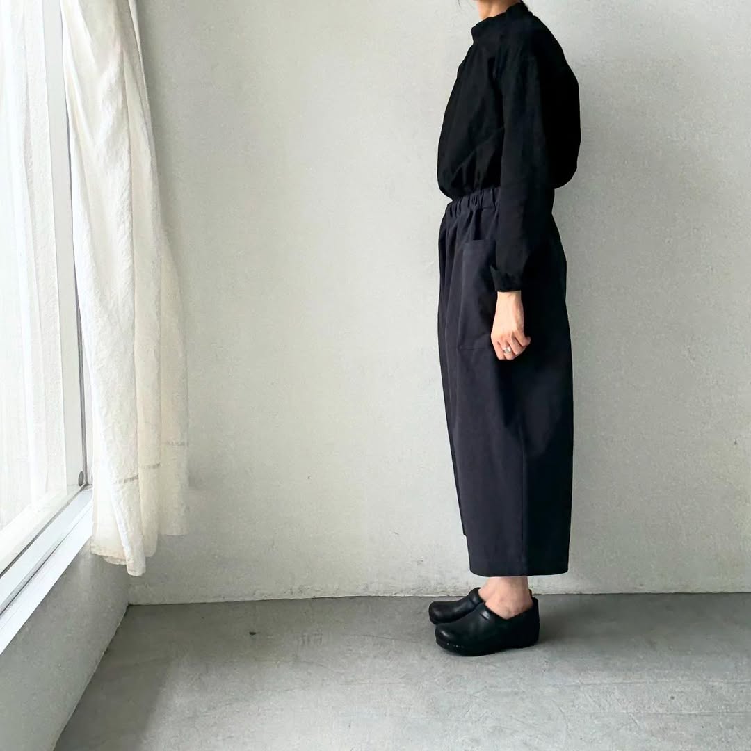 atelier d'antan Perriereコットンワイドパンツ ダークグレー