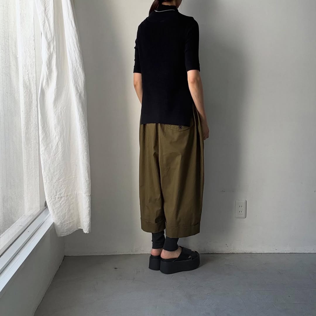 ゴーシュ コットンポプリンワイドパンツ カーキ