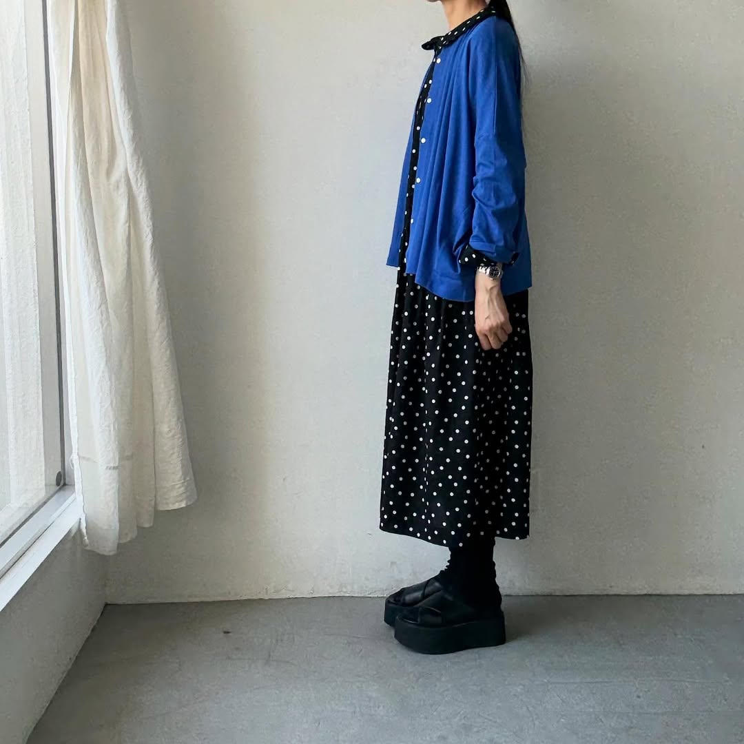Linenya プライムクールコットン長袖カーディガン ブルー