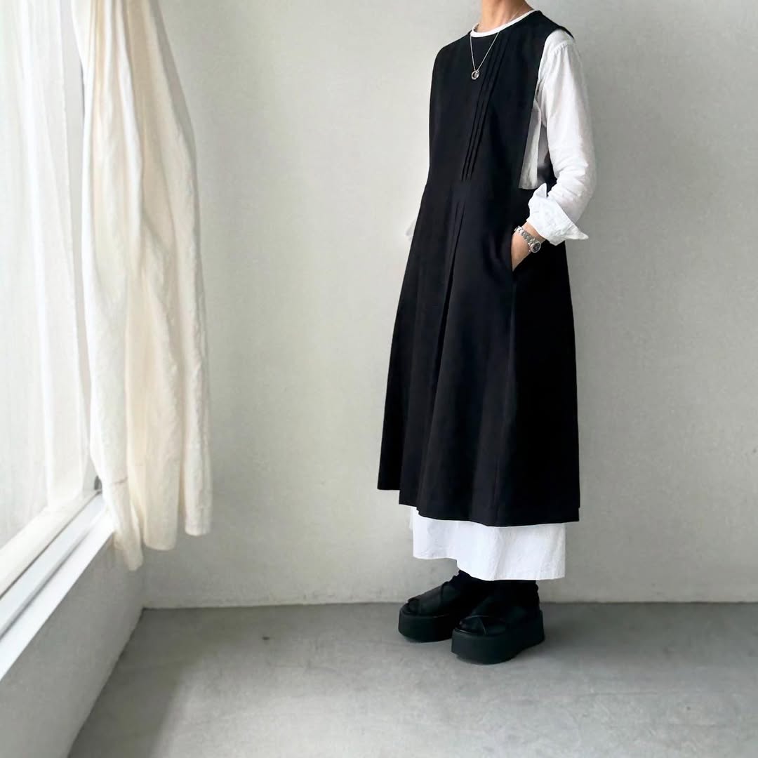 atelier d'antan kobell コットンエプロンドレス ブラック