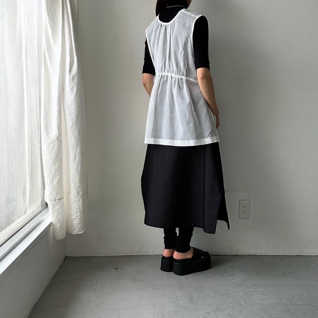 TENNE HANDCRAFTED MODERN コットンオーガンジー2wayショートドレス ホワイト