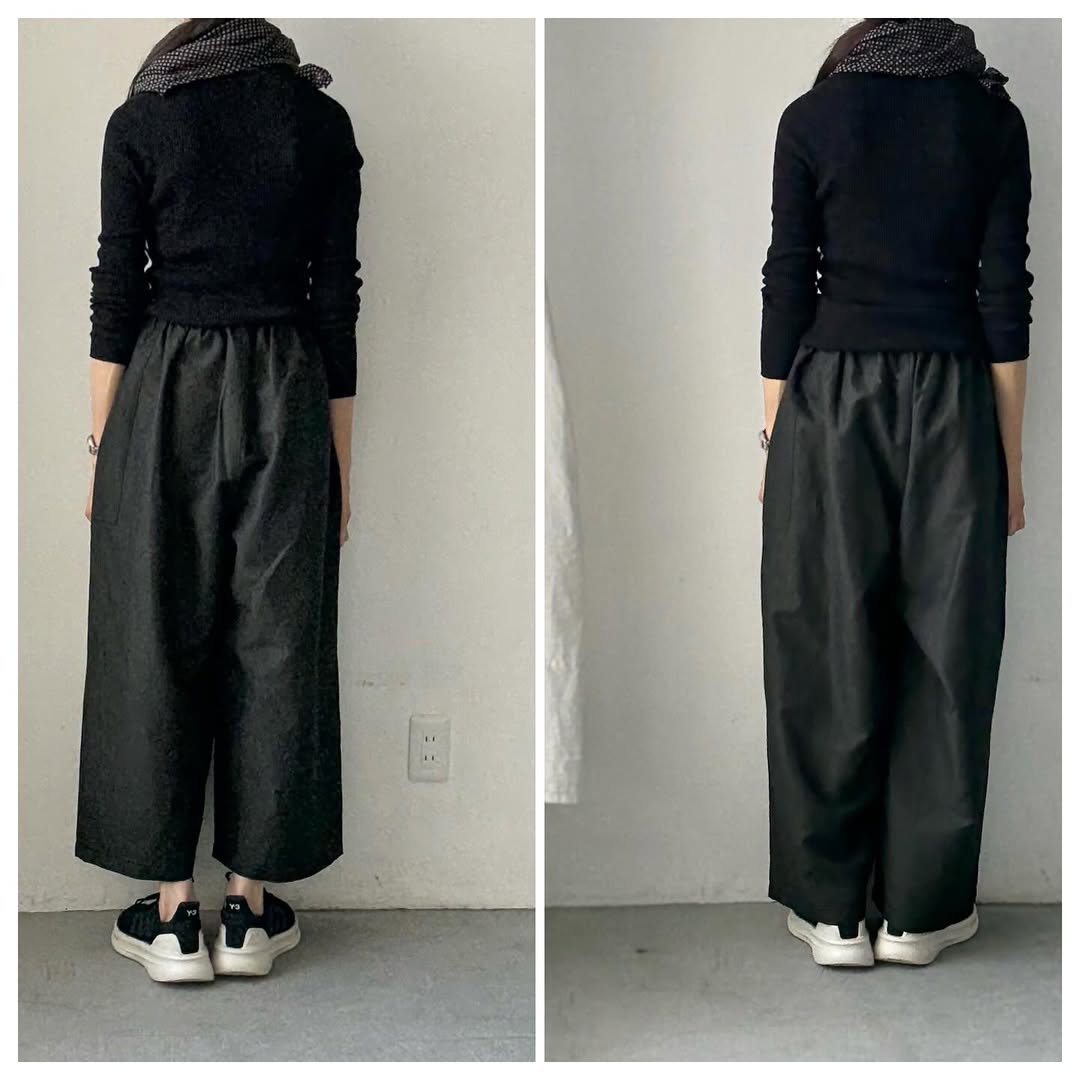 homspun ウールリネンギャザーワイドパンツ ダークグリーン