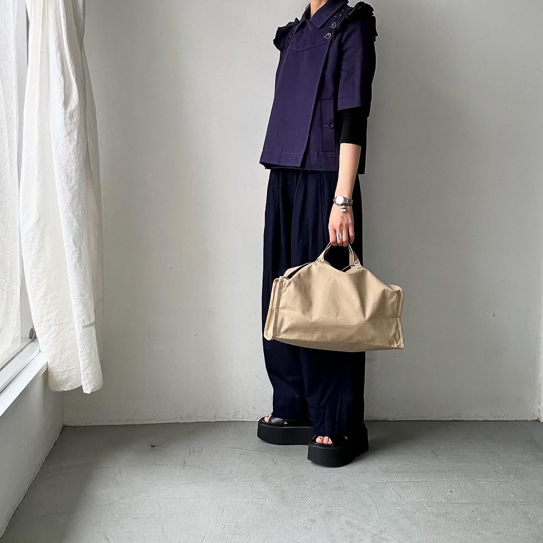 TENNE HANDCRAFTED MODERN ベンタイルコットンボストンバッグS キャメル