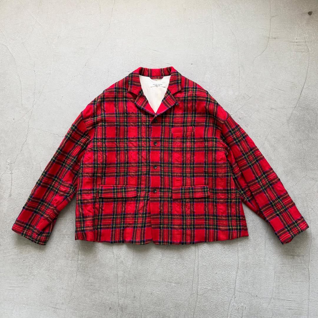 atelier naruse ウールコットンタータンチェックテーラードジャケット