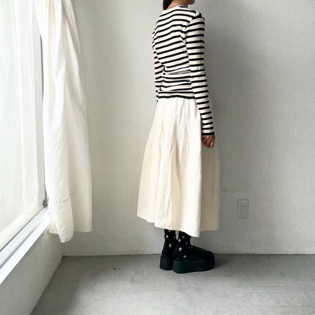 R&D.M.Co ボーダークルーネックリブニットソー