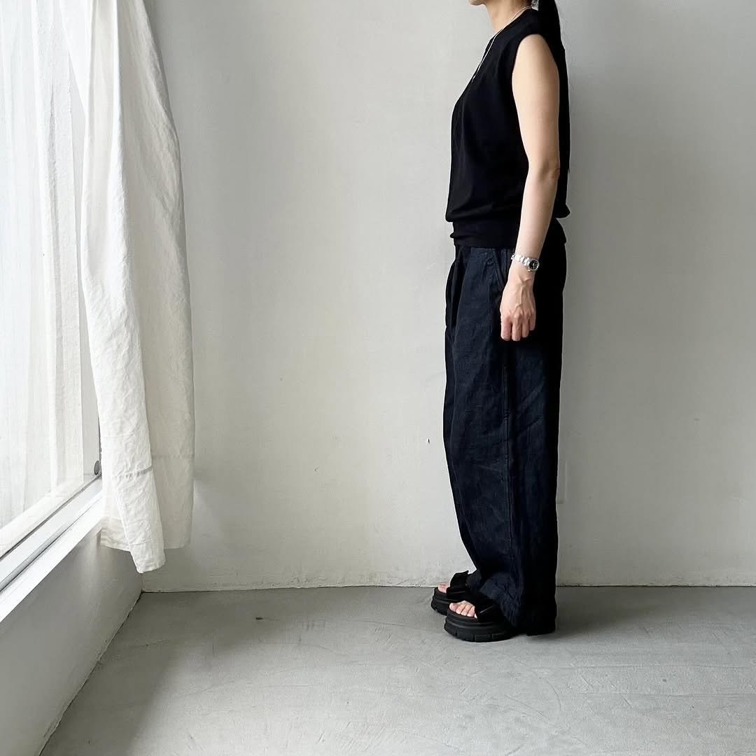 homspun 天竺ノースリーブプルオーバー ブラック