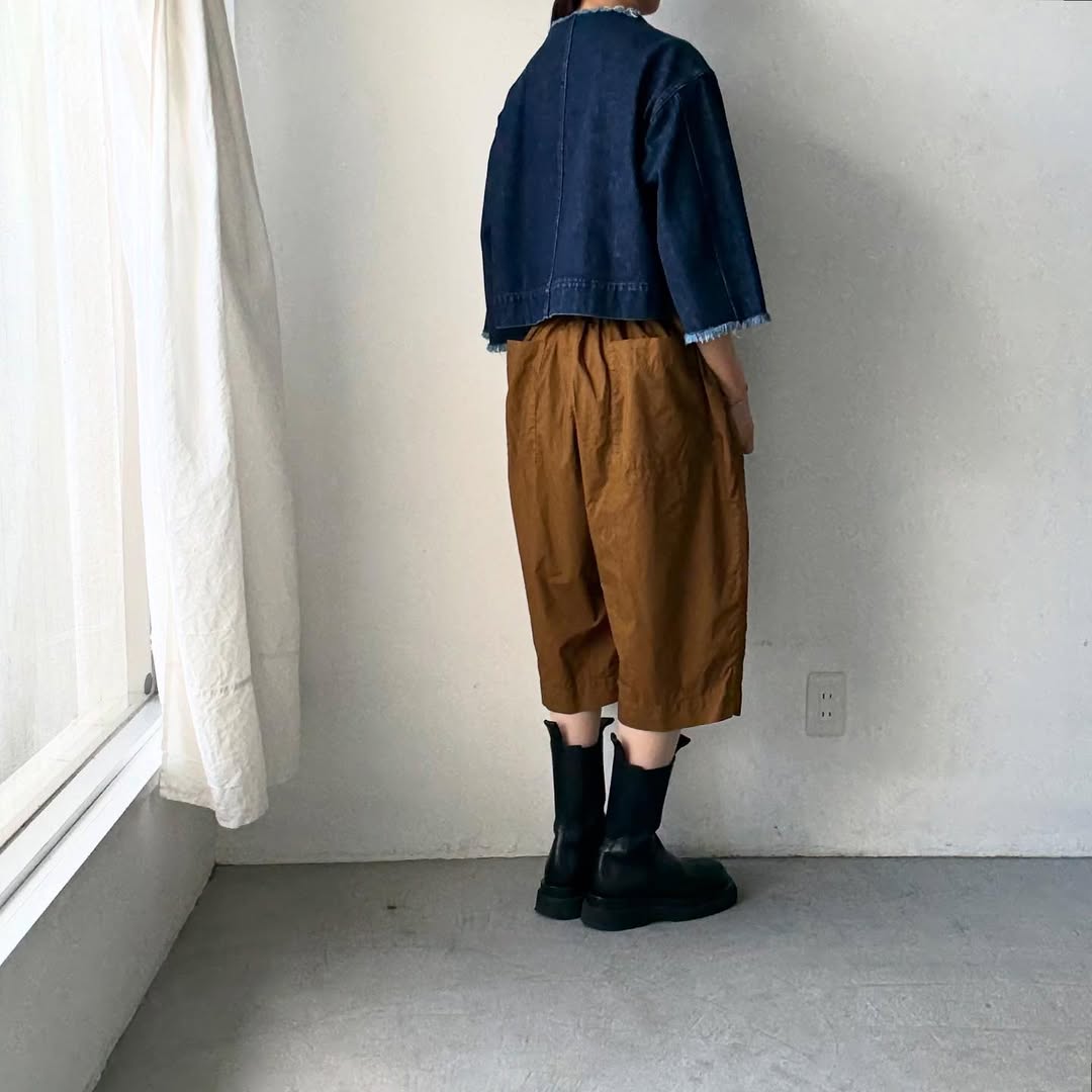 R&D.M.Co ガーメントダイタイプライターハーフゴムパンツ ブラウン