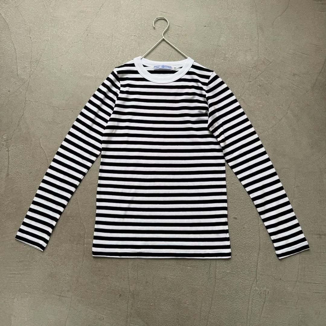 R&D.M.Co ガーゼボーダー長袖Tシャツ ブラック Mサイズ