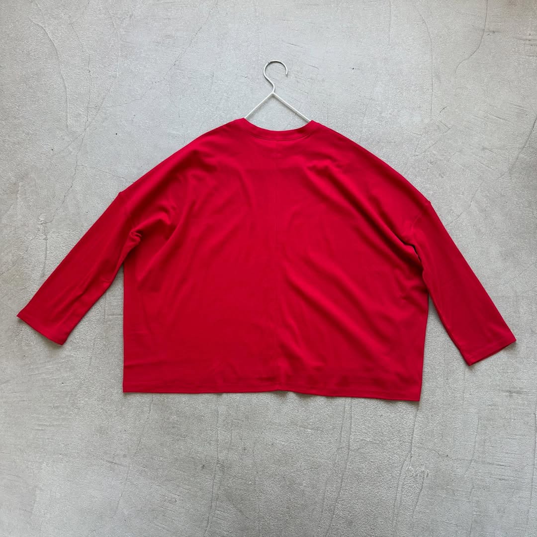 Linenya プライムクールコットン長袖カーディガン レッド