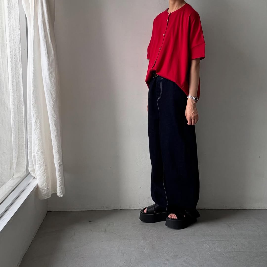 Linenya Tシャツカーディガン レッド