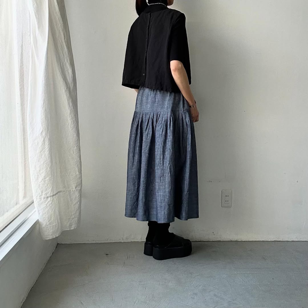 MAGALI インディゴコットンティアードスカート