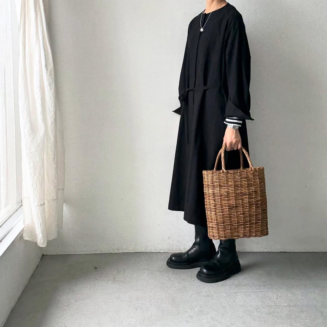 atelier naruse コットンウールシャツワンピース