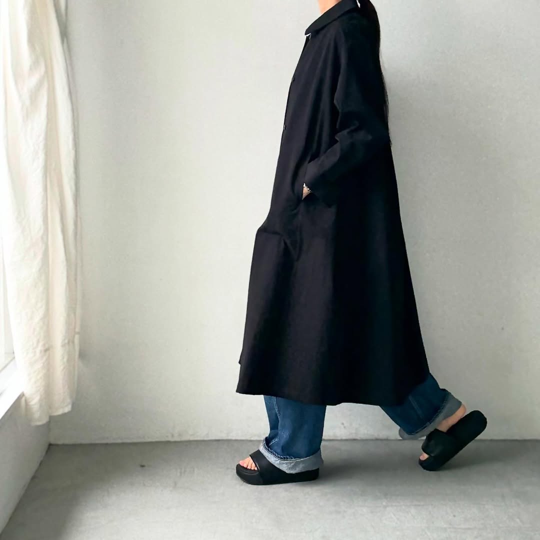 atelier d'antan Girardコットンコートワンピース ブラック