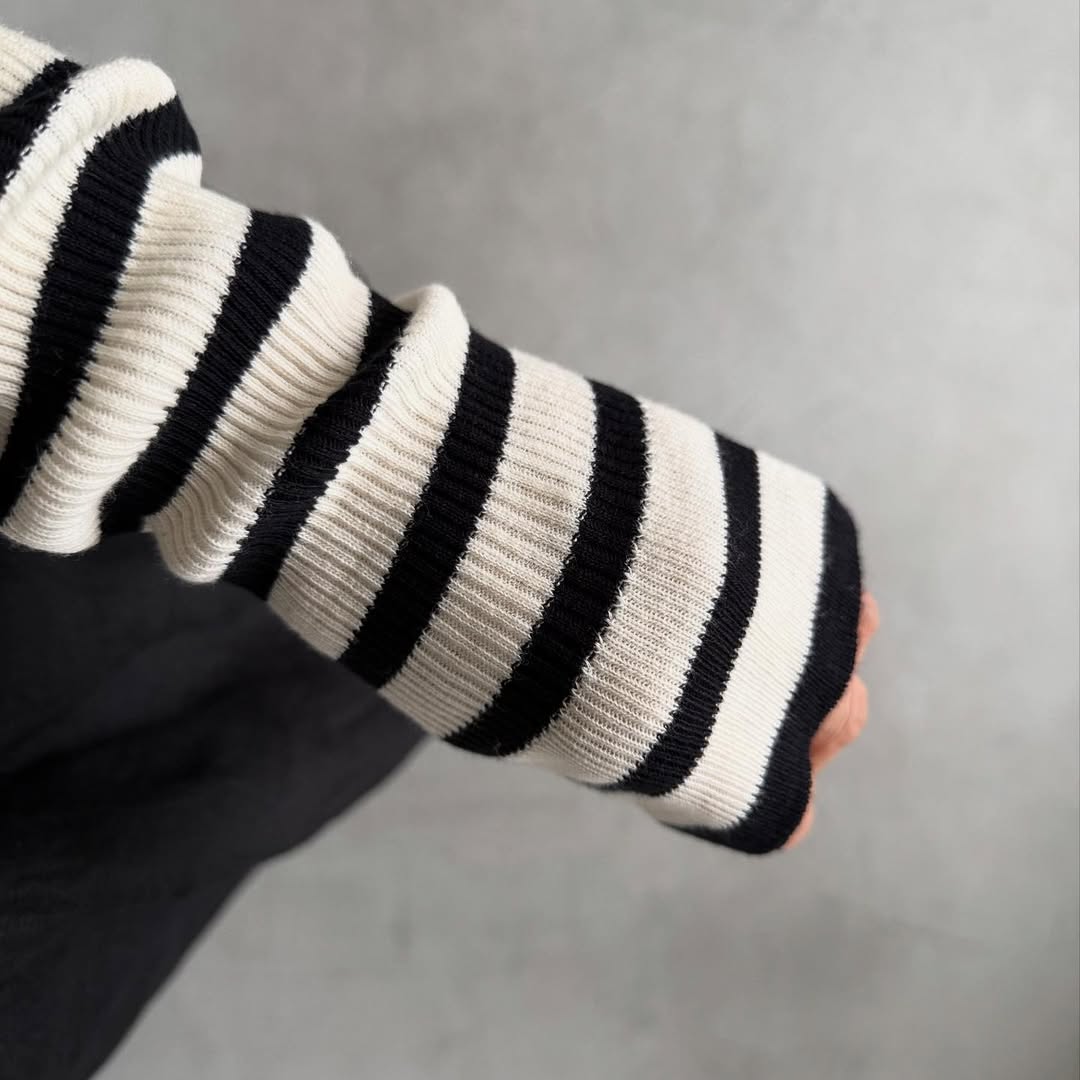 R&D.M.Co ボーダークルーネックリブニットソー