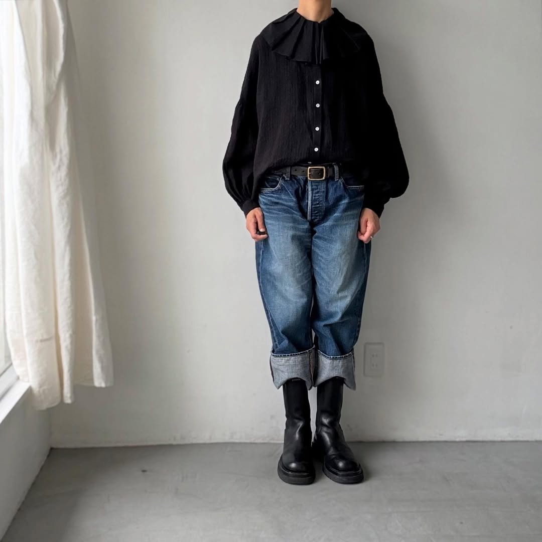 MAGALI ストライプリネンアンティークカラーブラウス