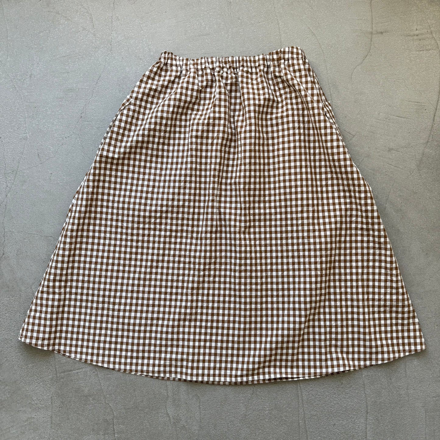 R&D.M.Co ギンガムチェックストリングゴムスカート ブラウン