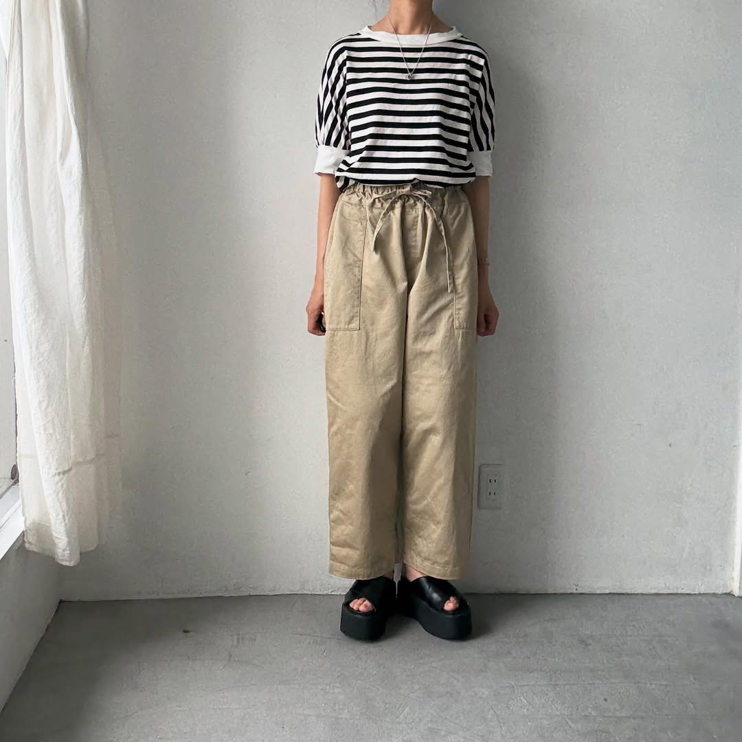 homspun 高密度ウエポンギャザーパンツ ベージュ