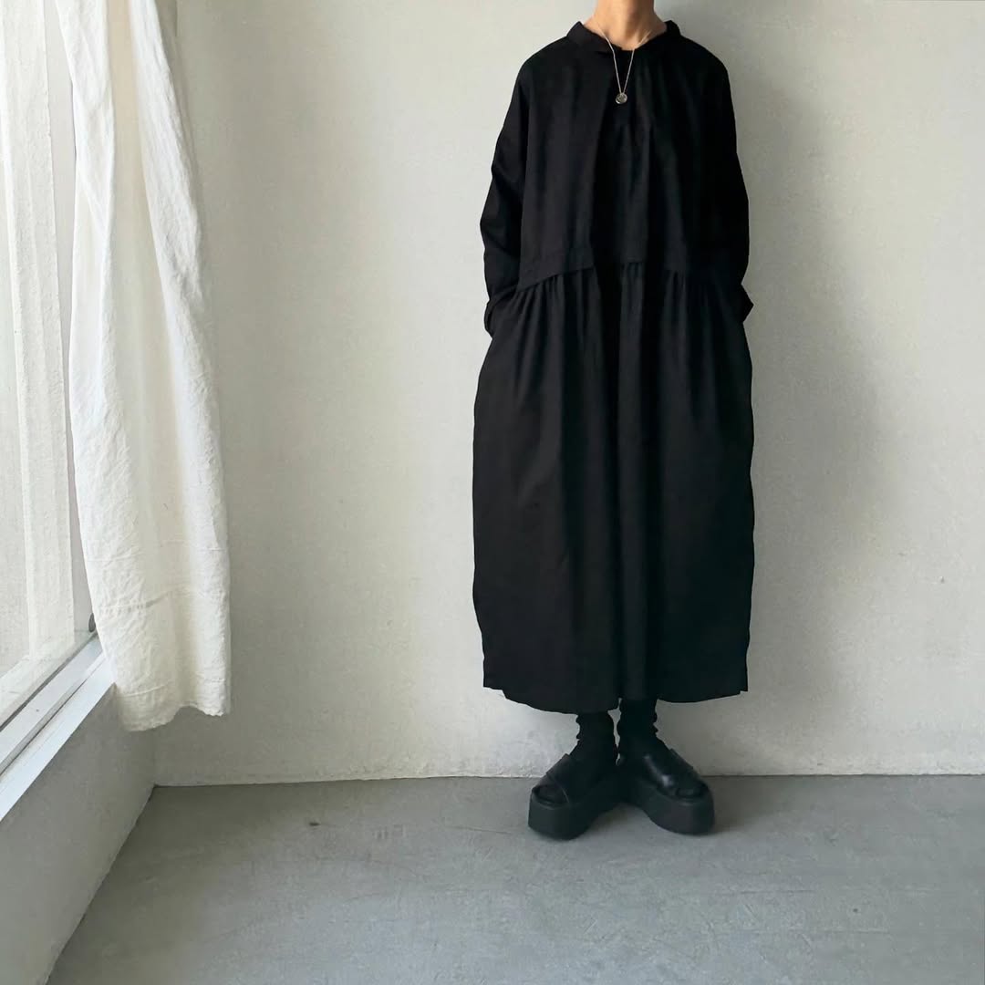 jujudhau コットンツイルプリンプドレス