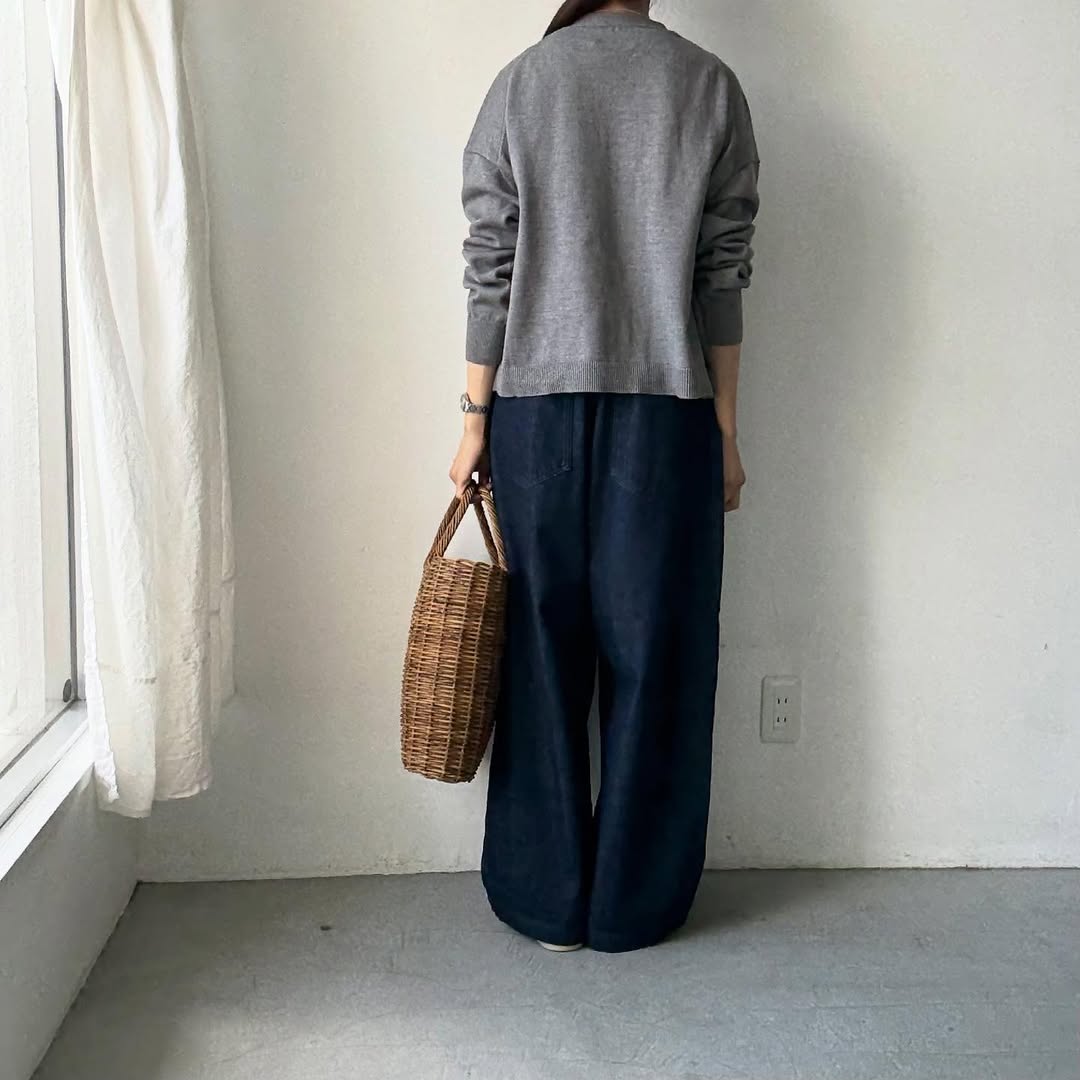 atelier naruse コットンウールニットカーディガン グレー