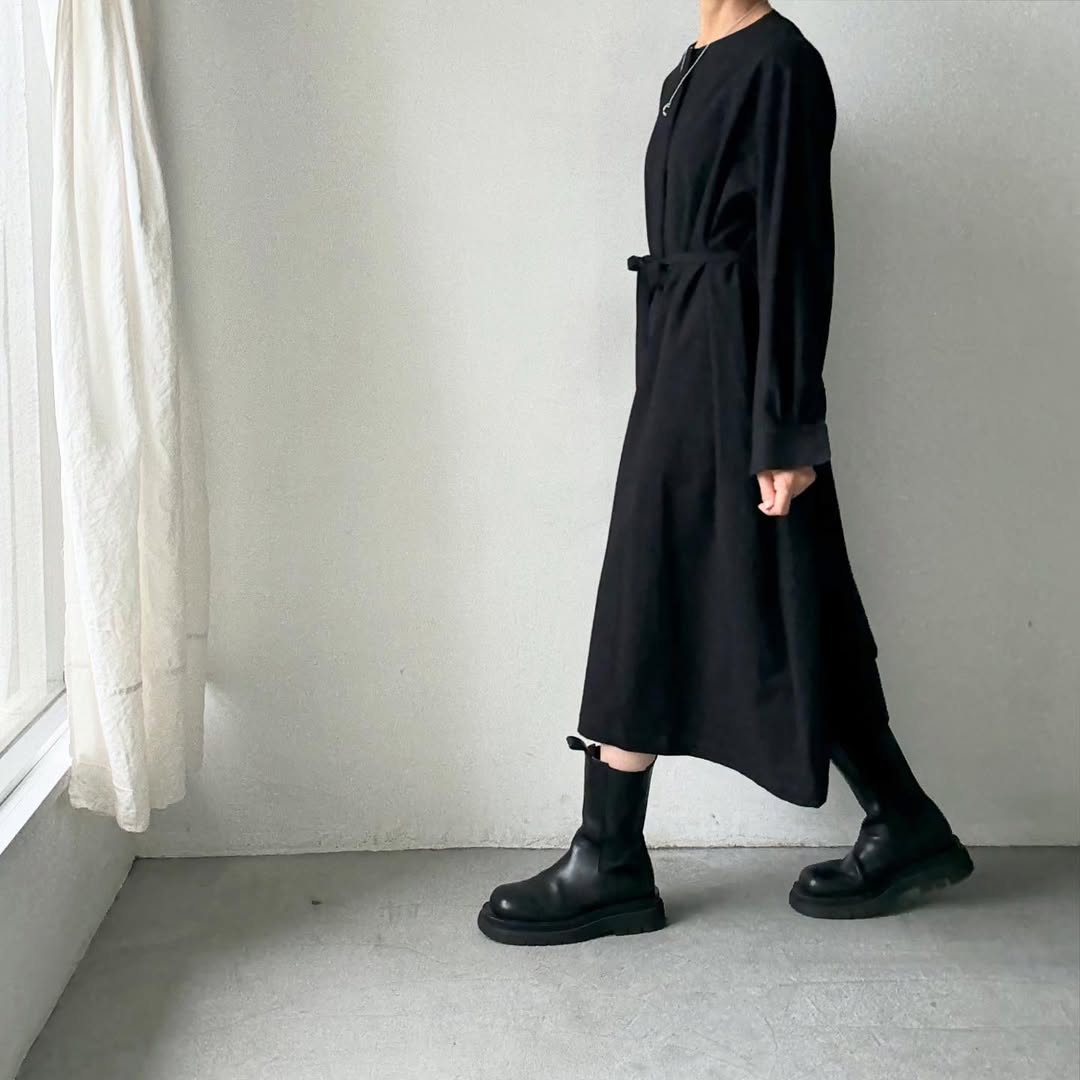 atelier naruse コットンウールシャツワンピース