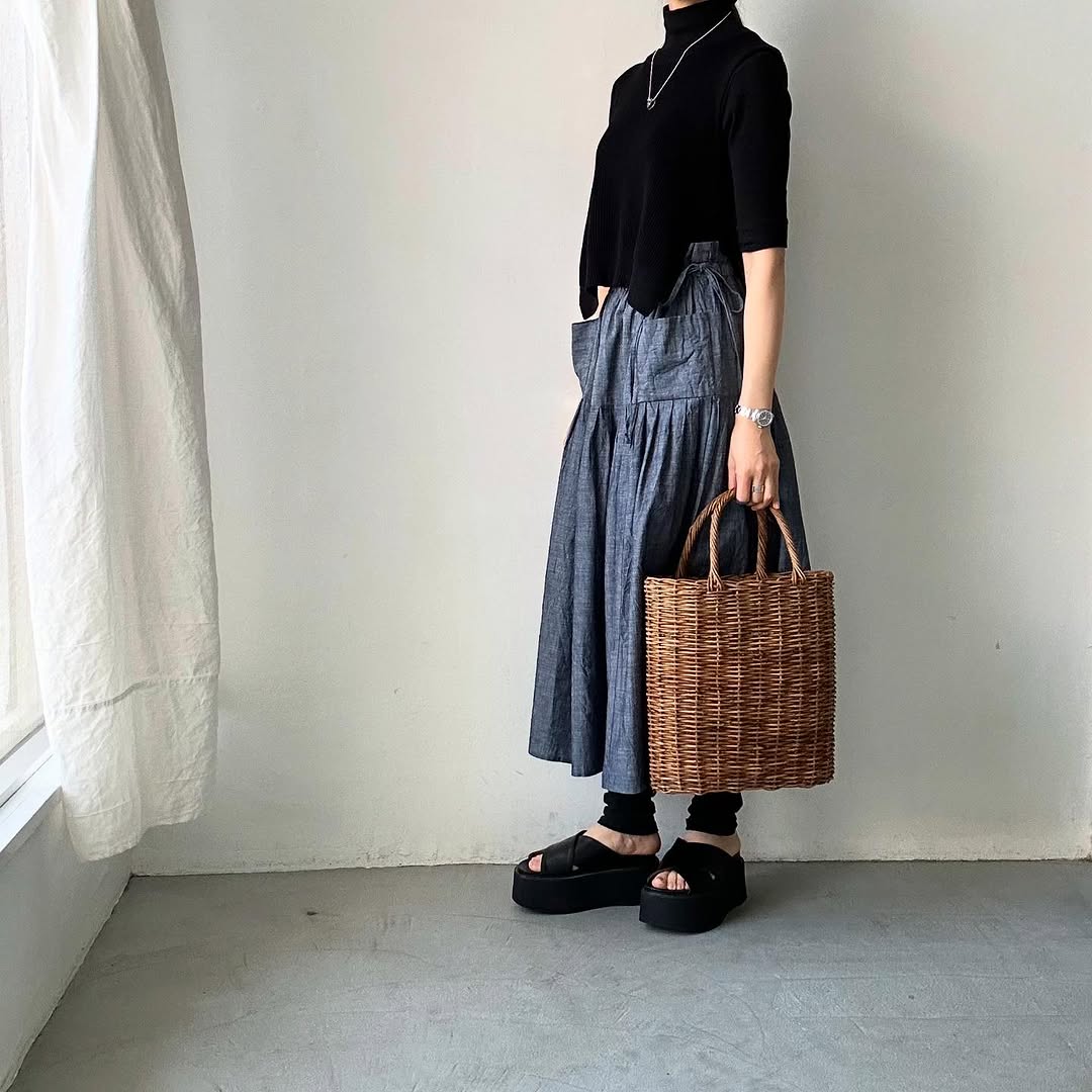 MAGALI インディゴコットンティアードスカート