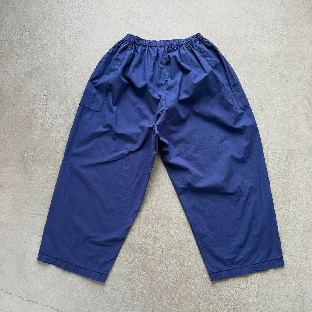homspun パルキーシーチングコットンギャザーパンツ ブルー