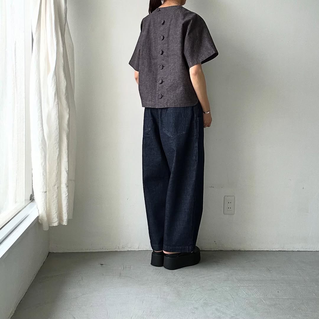 atelier naruse チューリップコットンリネンスモックブラウス