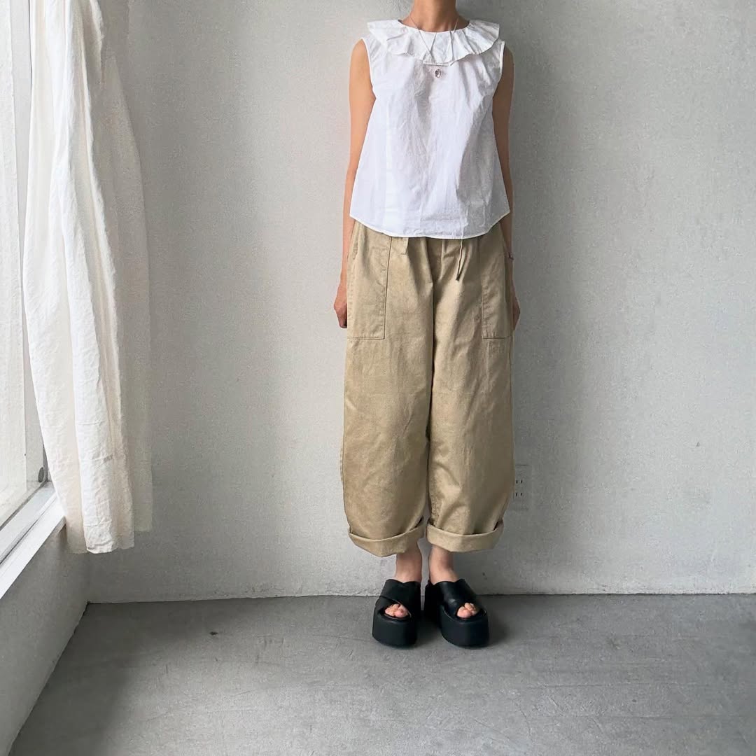 homspun 高密度ウエポンギャザーパンツ ベージュ