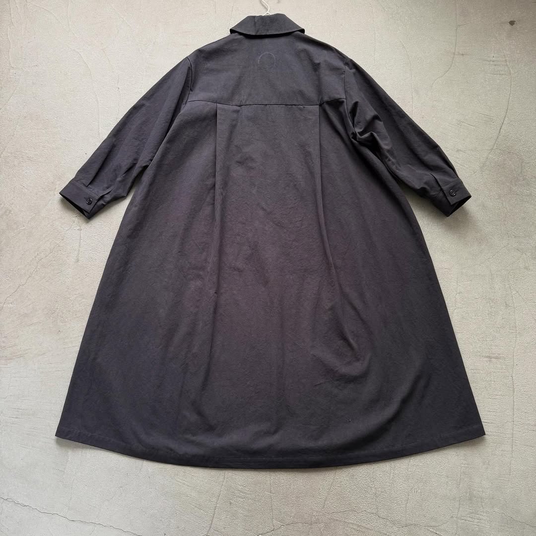 atelier d'antan Girardコットンコートワンピース ダークグレー