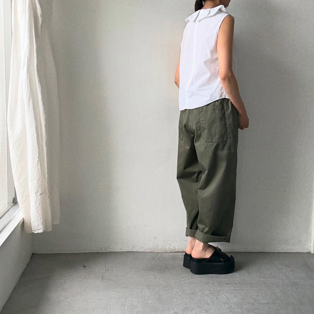 homspun 高密度ウエポンギャザーパンツ グリーン