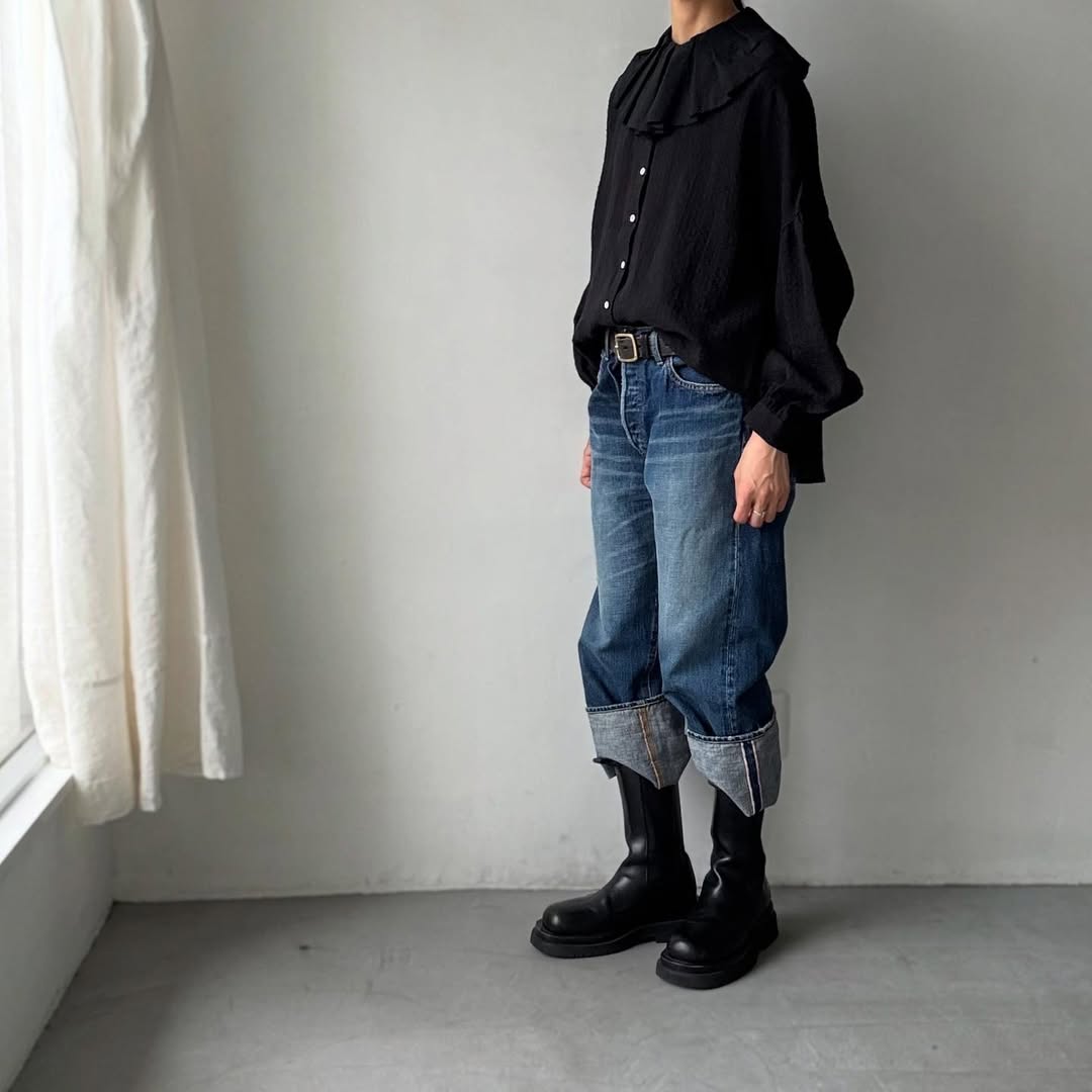 MAGALI ストライプリネンアンティークカラーブラウス