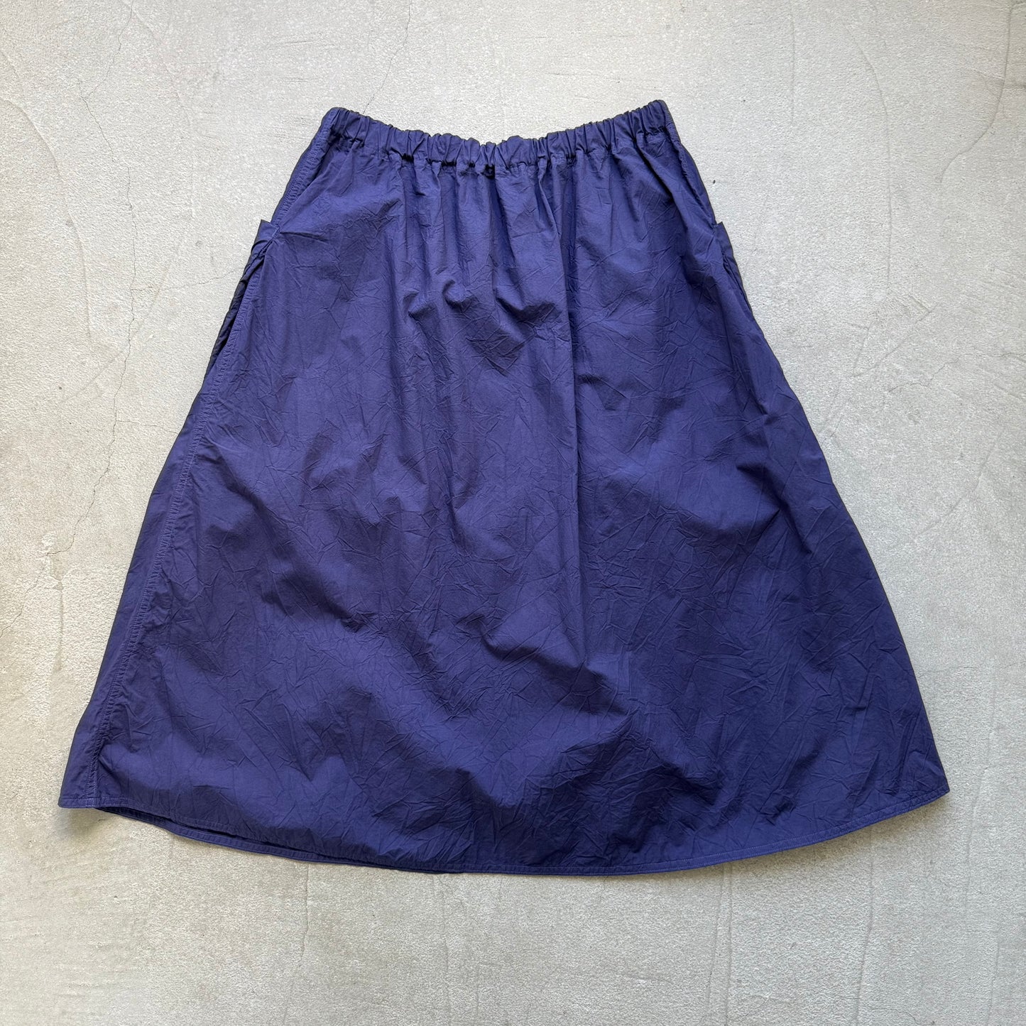 R&D.M.Co シュリンクコットンガーメントダイポケットスカート ダークブルー