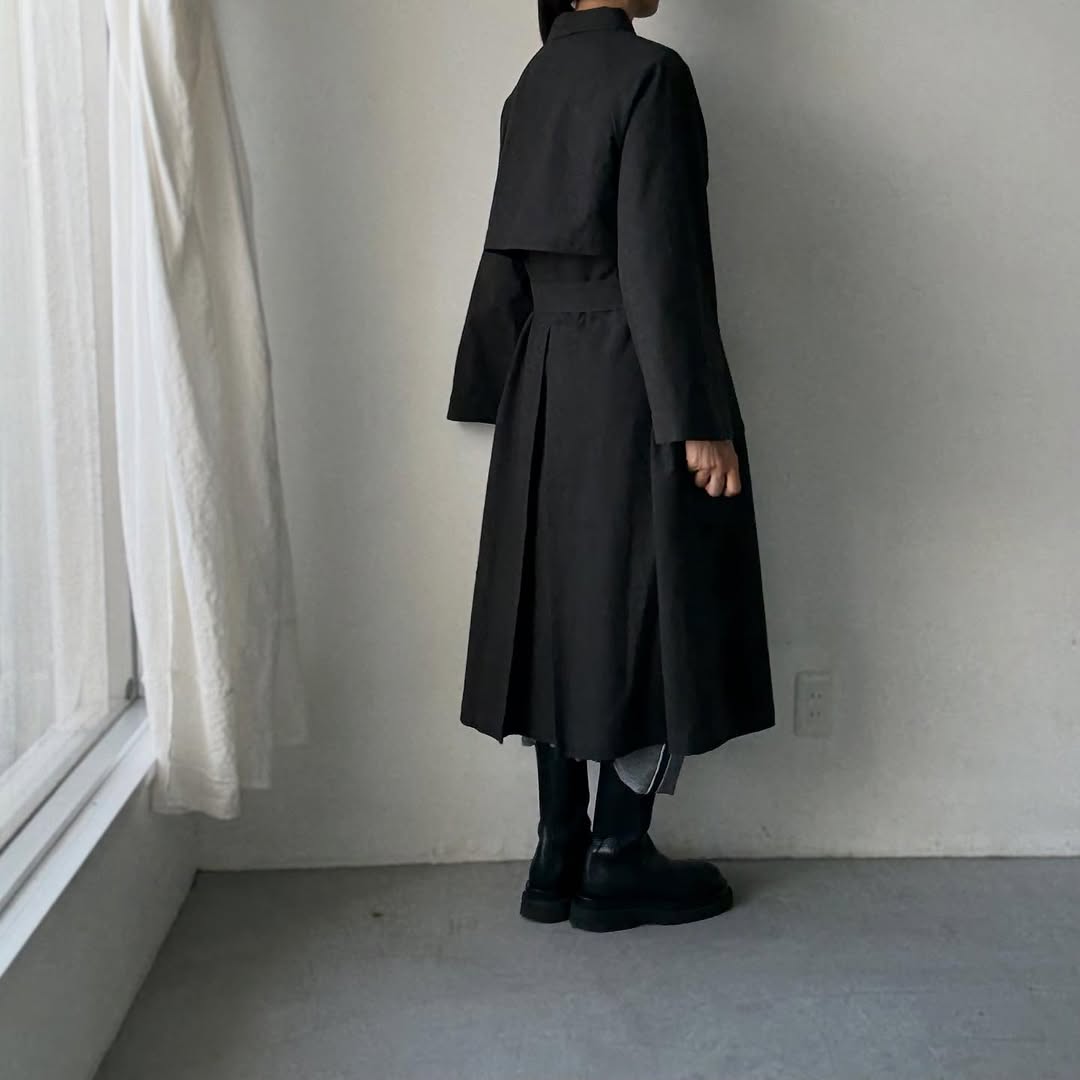 MAGALI コットンリネンアンティークキャンバストレンチコート ブラック